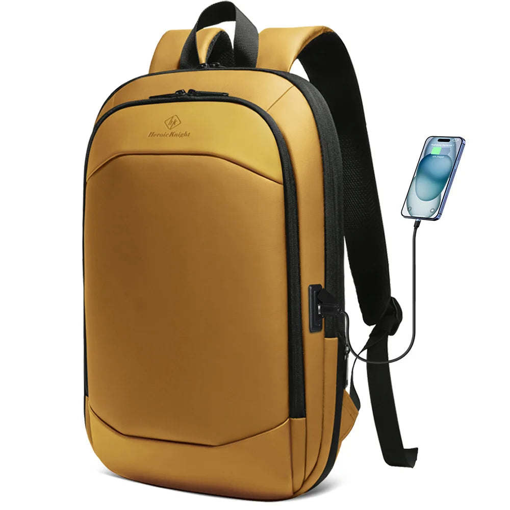 Slim Business Backpack - Waterproof 17" Laptop Bag with USB Port - Black