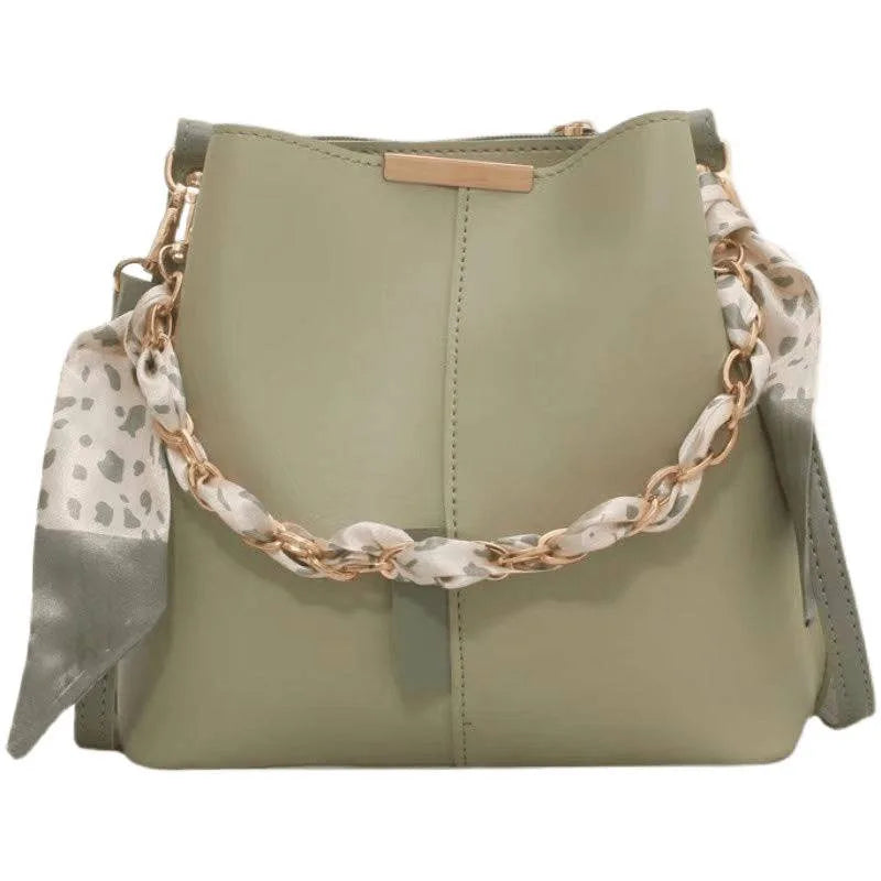 P105 - Women's PU Round Bucket Bag - Soft Crossbody Shoulder Handbag
