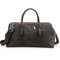 Men's Genuine Leather Duffel Bag - Large Capacity Weekend Travel Gym Bag with Laptop Compartment