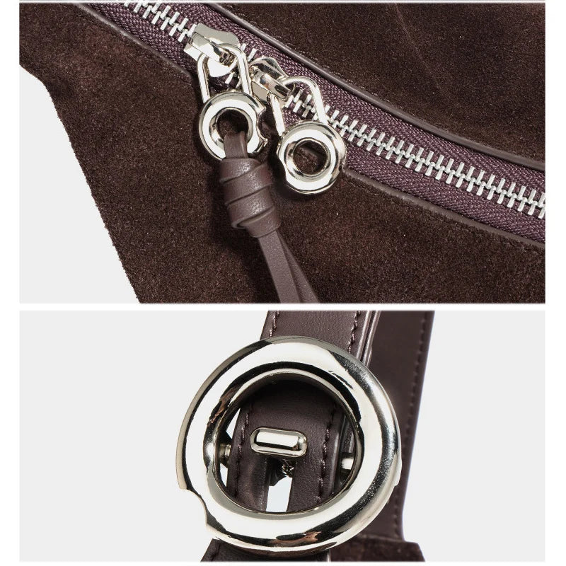 Women's Suede Dumpling Bag - Retro Frosted Leather Large Capacity Crossbody Shoulder Bag