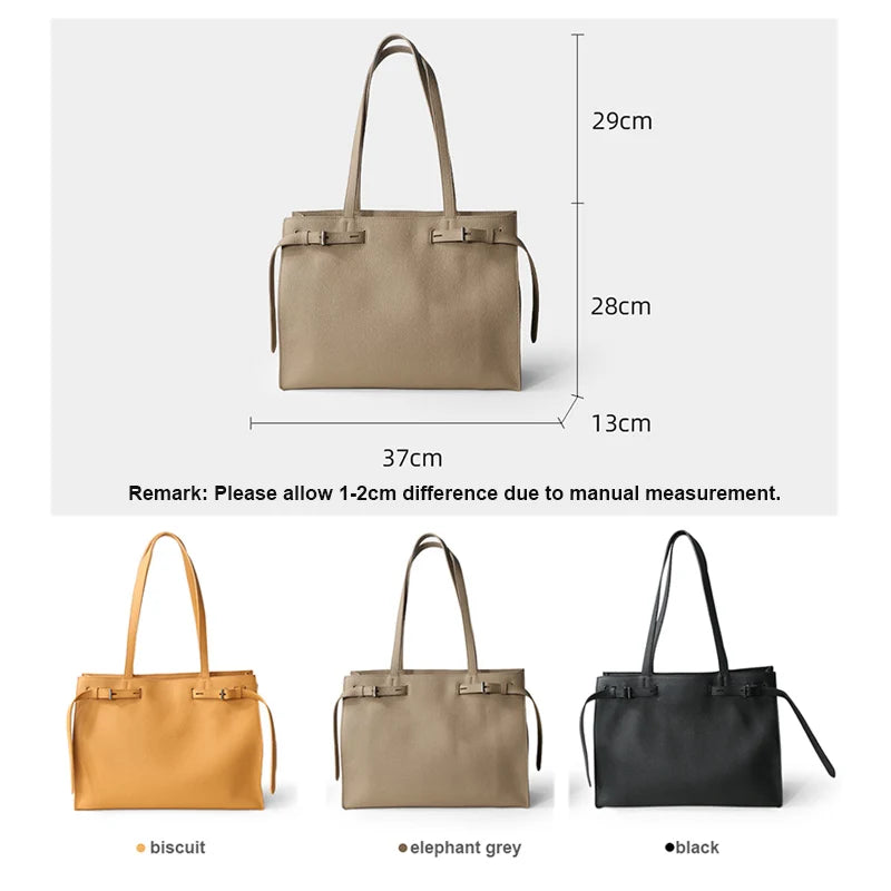 P070 - Women's Leather Laptop Tote Bag - Minimalist Commuter Handbag | Carry-Work