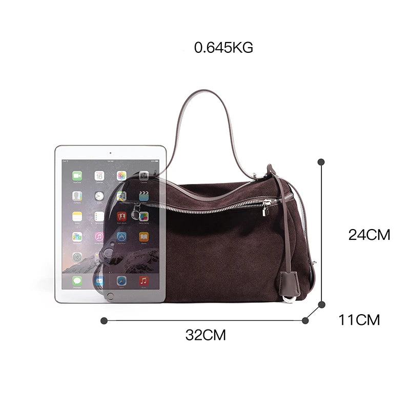 Suede Boston Bag - Shoulder Strap Detail | Carry-Work