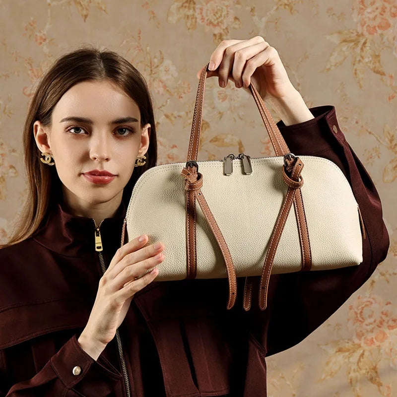 P106 - Women's Genuine Leather Tote Bag - Casual Versatile Shoulder Handbag