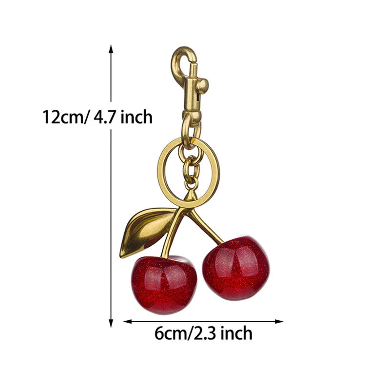 Crystal Cherry Charm - Handbag Pendant & Keychain Accessory