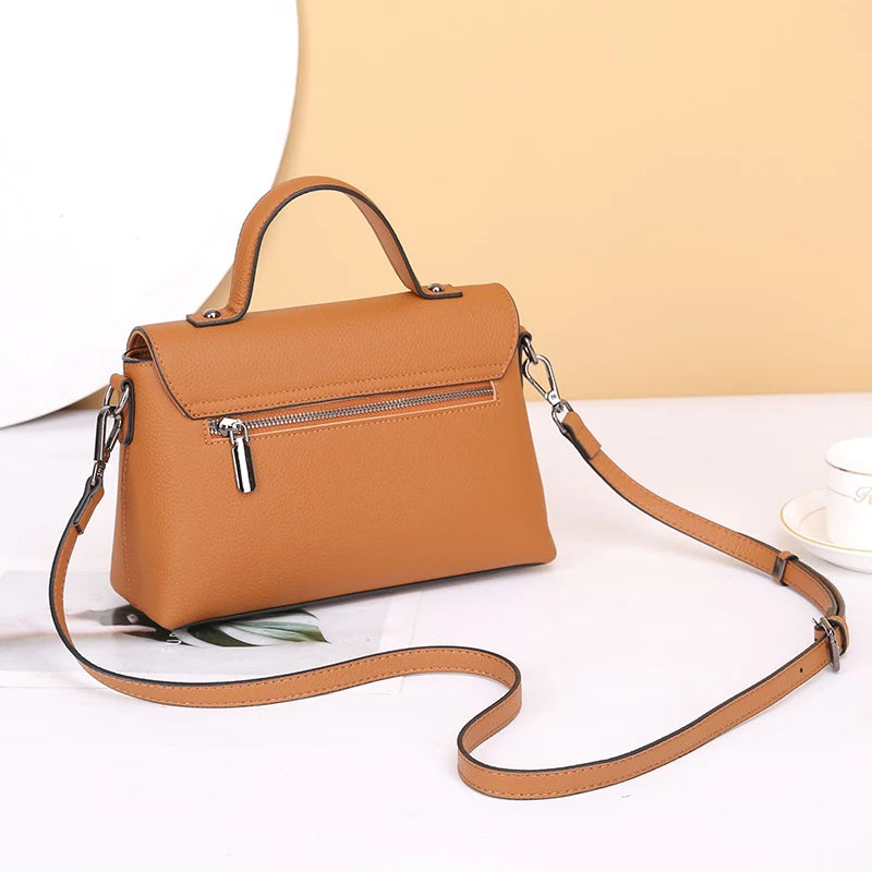 Women's Genuine Leather Square Shoulder Bag - Versatile Crossbody Messenger Commute Handbag
