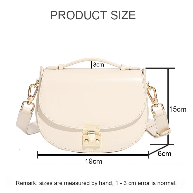 Women's retro saddle bag — side profile view, compact dimensions 19x6x15cm