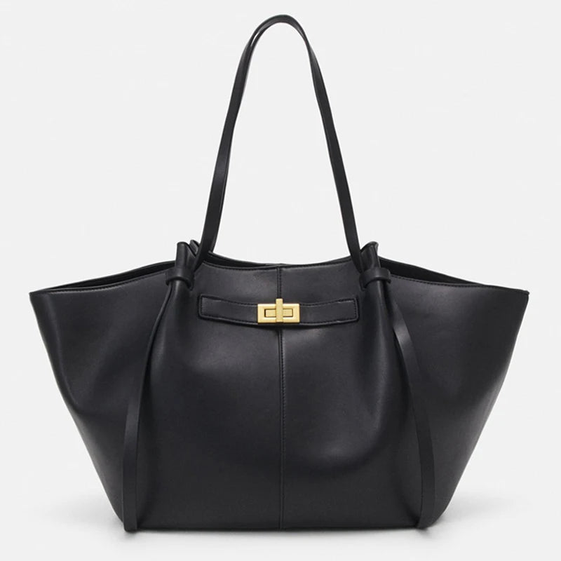 P097 - Women's Trapeze Shoulder Bag - Designer Lock Handbag