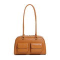 Genuine Leather Retro Bowling Bag - Women's Shoulder Boston Bag