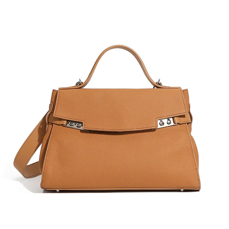 Women's Genuine Leather Shoulder Bag - Brown - Carry-Work - P112