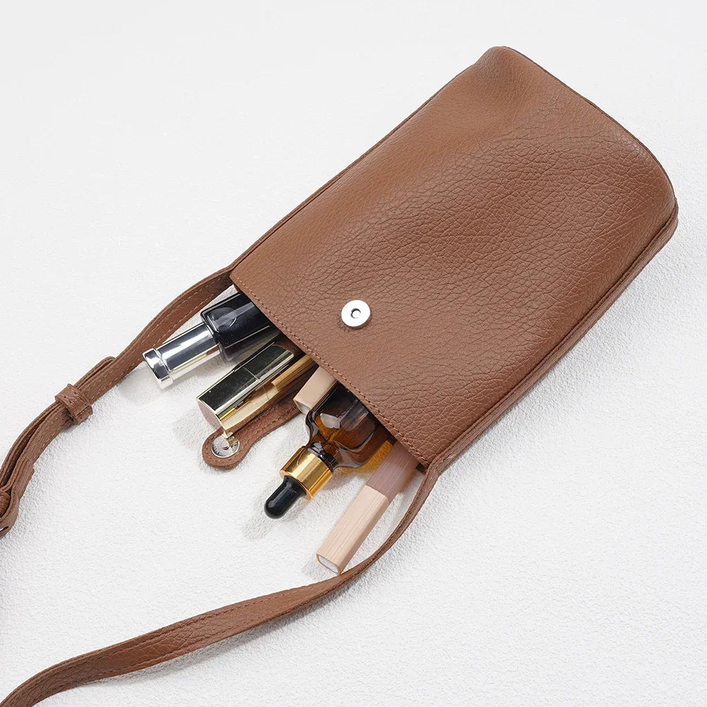 Soft PU Leather Crossbody Bag - Women's Small Shoulder Handbag