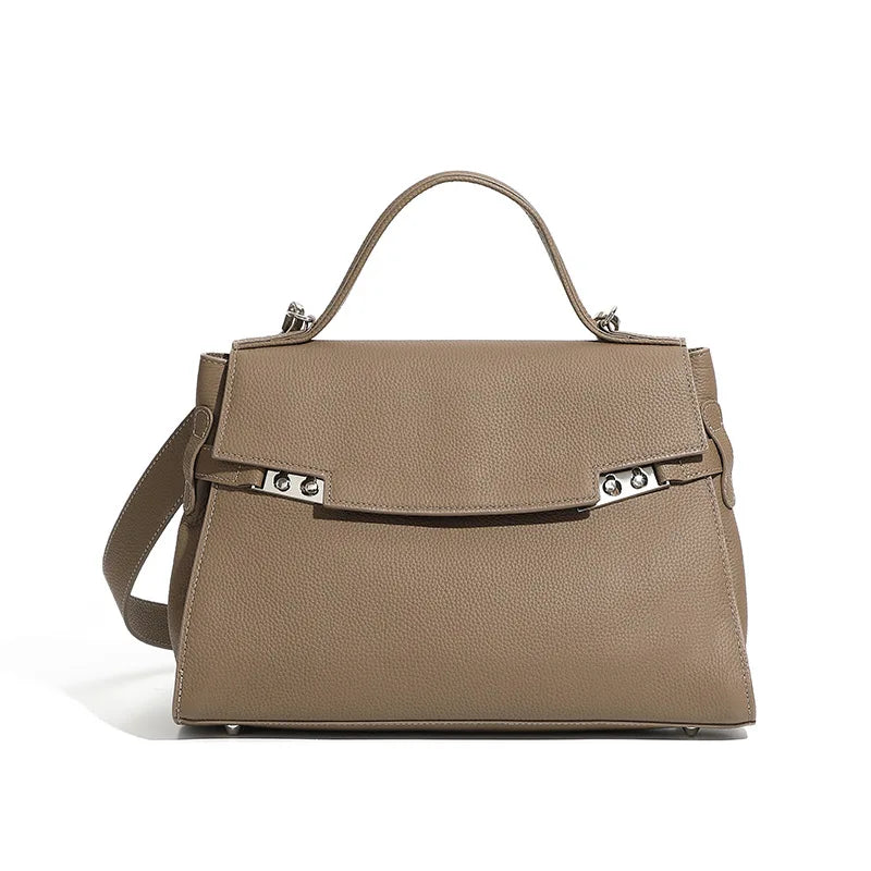 Leather Crossbody Handbag - Grey - Carry-Work - P112