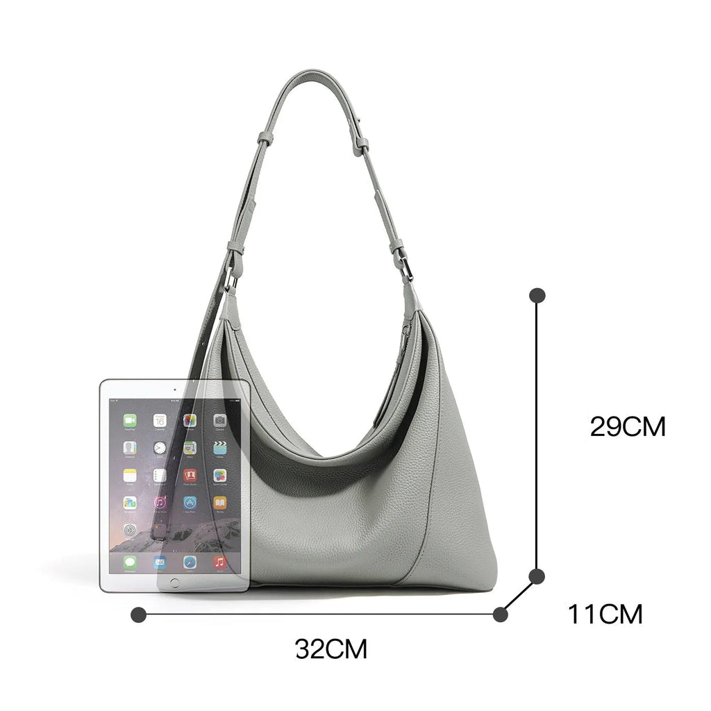 Genuine Leather Handbag - Soft Shoulder Crossbody Tote Bag