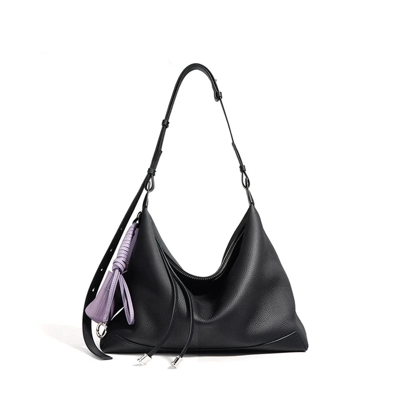 Women's High-End Minimalist Leather Armpit Tote Bag - Large Capacity Shoulder Crossbody Messenger