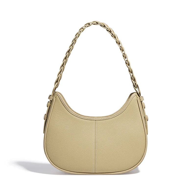 P108 - Women's Genuine Leather Half Moon Bag - Underarm Crossbody Shoulder Handbag