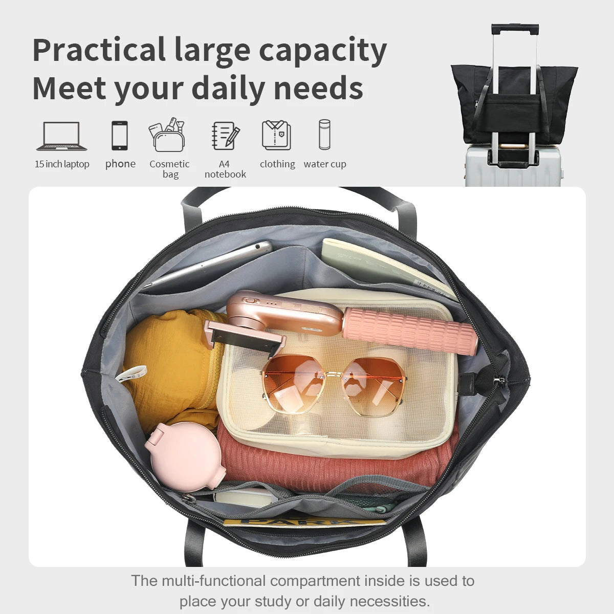 Tote Bag 13L Capacity - Fits Laptop, Documents, Water Bottle and Daily Essentials - Carry-Work - P111