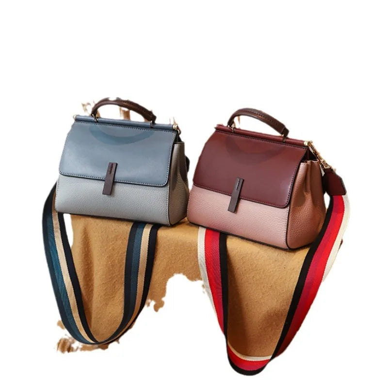 P001 - Women's Genuine Leather Kelly Bag - Retro Crossbody Shoulder Handbag