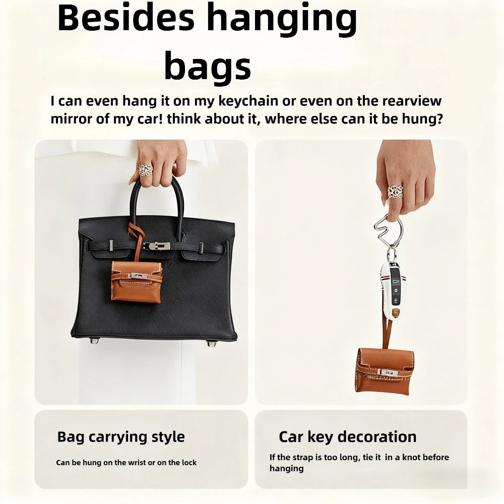 Premium Leather AirPods Case - Handmade Luxury Earphone Holder with Keychain Charm