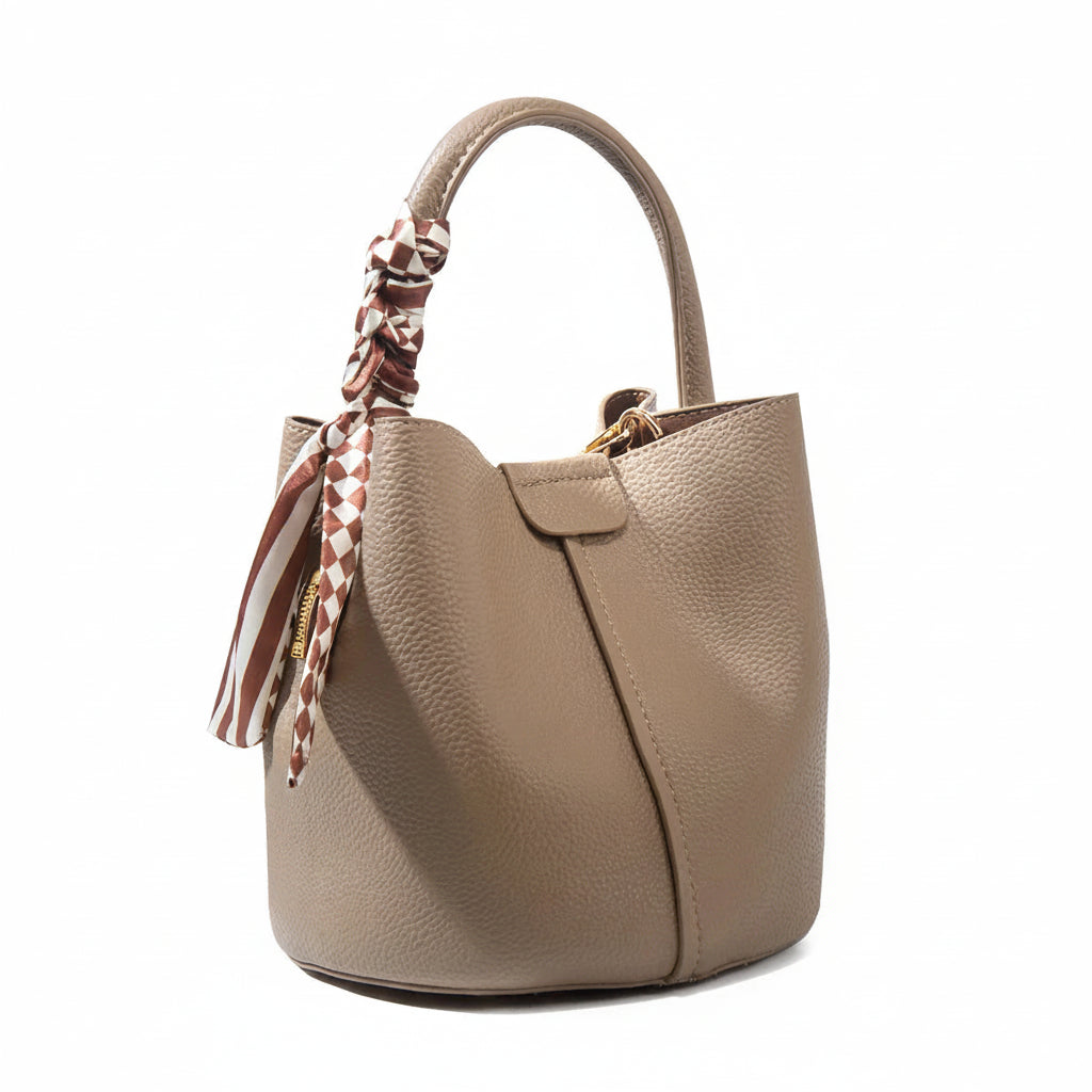 P104 - Women's PU Bucket Tote Bag - Diamond Detail Crossbody Shoulder Handbag