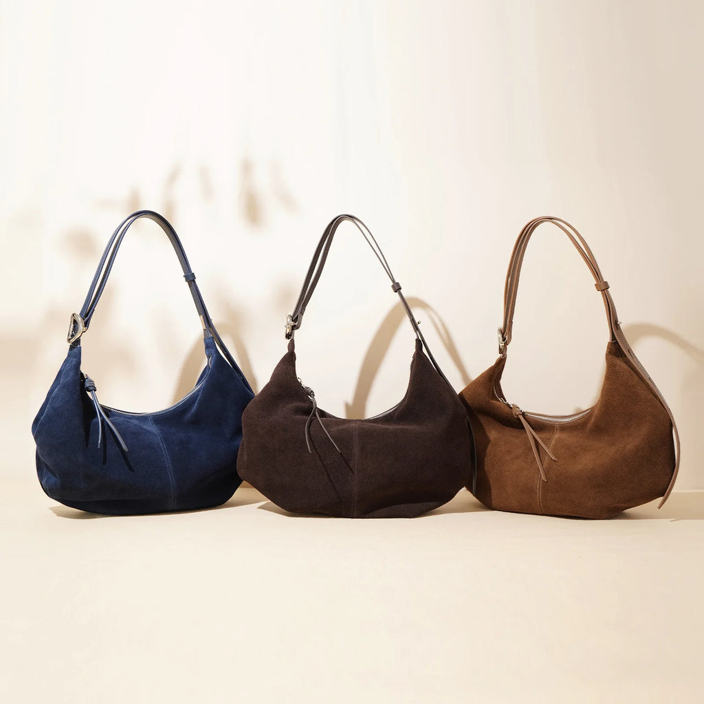 Women's Suede Dumpling Bag - Retro Frosted Leather Large Capacity Crossbody Shoulder Bag
