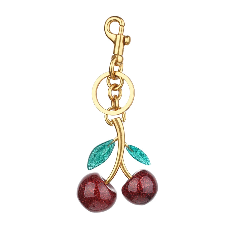 Crystal Cherry Charm - Handbag Pendant & Keychain Accessory