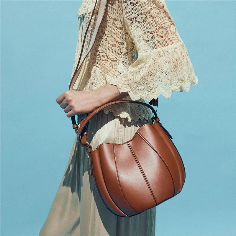 P102 - Women's PU Bucket Bag - Soft Crossbody Shoulder Handbag