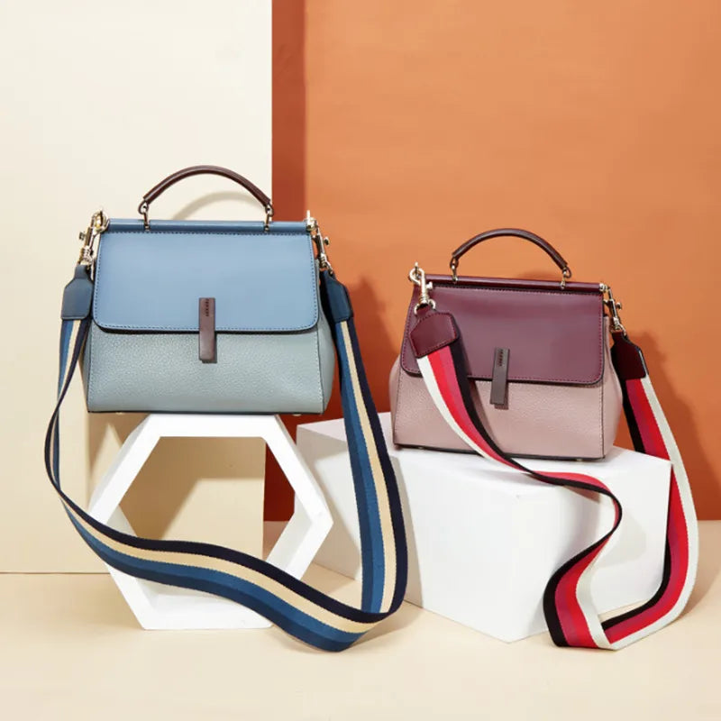 P001 - Women's Genuine Leather Kelly Bag - Retro Crossbody Shoulder Handbag