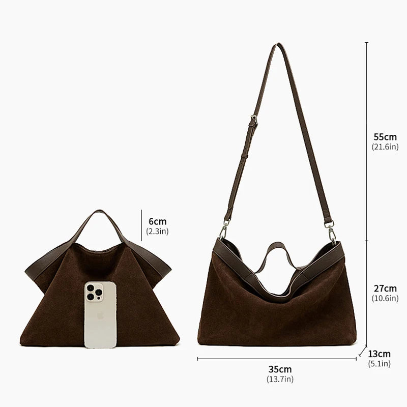 Suede Tote Bag Dimensions - 35 x 13 x 27 cm - Carry-Work - P114