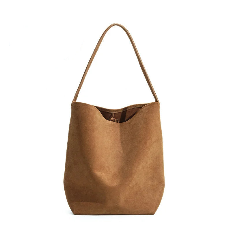 Women's Suede Bucket Bag - Large Capacity Underarm Shoulder Tote Commuter Handbag