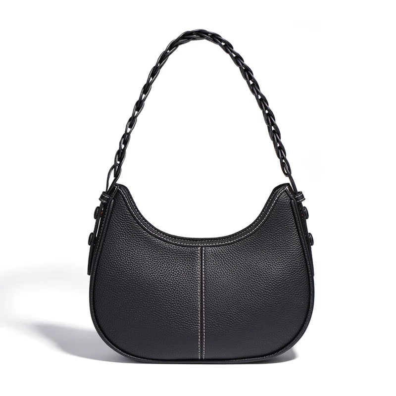 P108 - Women's Genuine Leather Half Moon Bag - Underarm Crossbody Shoulder Handbag