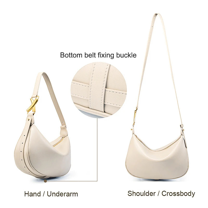Women's Classic Underarm Bag - Split Leather Shoulder Crossbody Commuter Handbag