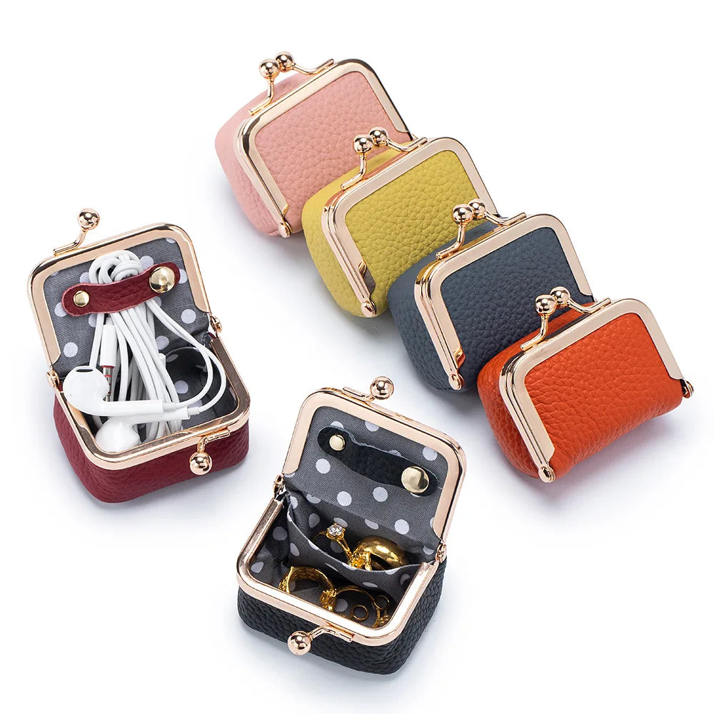 P107 - Leather Mini Frame Purse - Top Grain Cowhide Coin & Jewellery Organiser