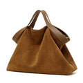 Women's Vintage Suede Tote Bag - Brown - Carry-Work - P114