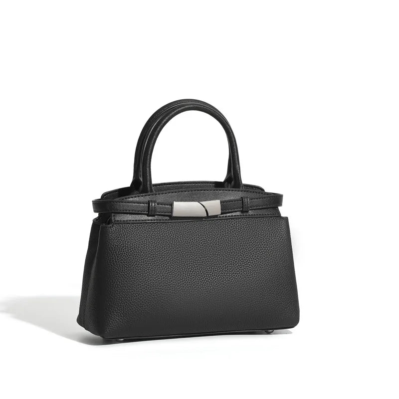 Women's genuine leather crossbody bag in black — versatile everyday crossbody