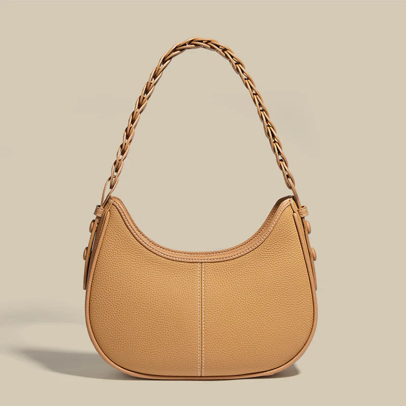 P108 - Women's Genuine Leather Half Moon Bag - Underarm Crossbody Shoulder Handbag