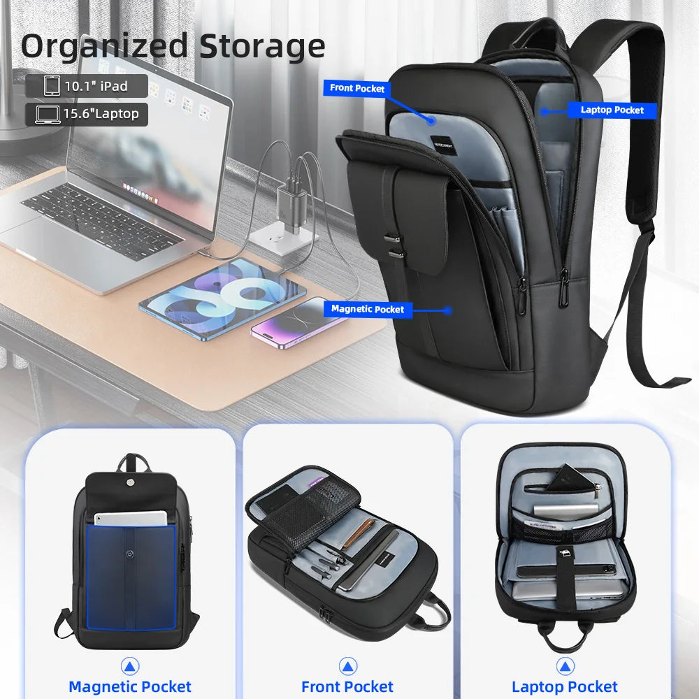 Slim 15.6 inch Laptop Backpack for Men - Waterproof Business Backpack Anti-Theft School Bag Travel Daypack for Daily Commute