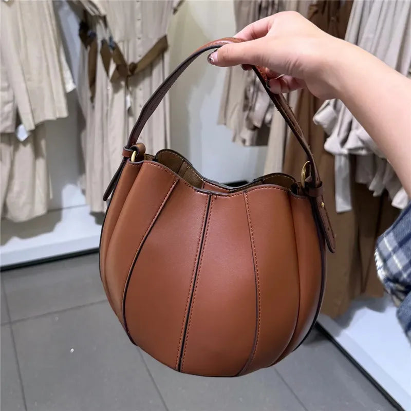 P102 - Women's PU Bucket Bag - Soft Crossbody Shoulder Handbag