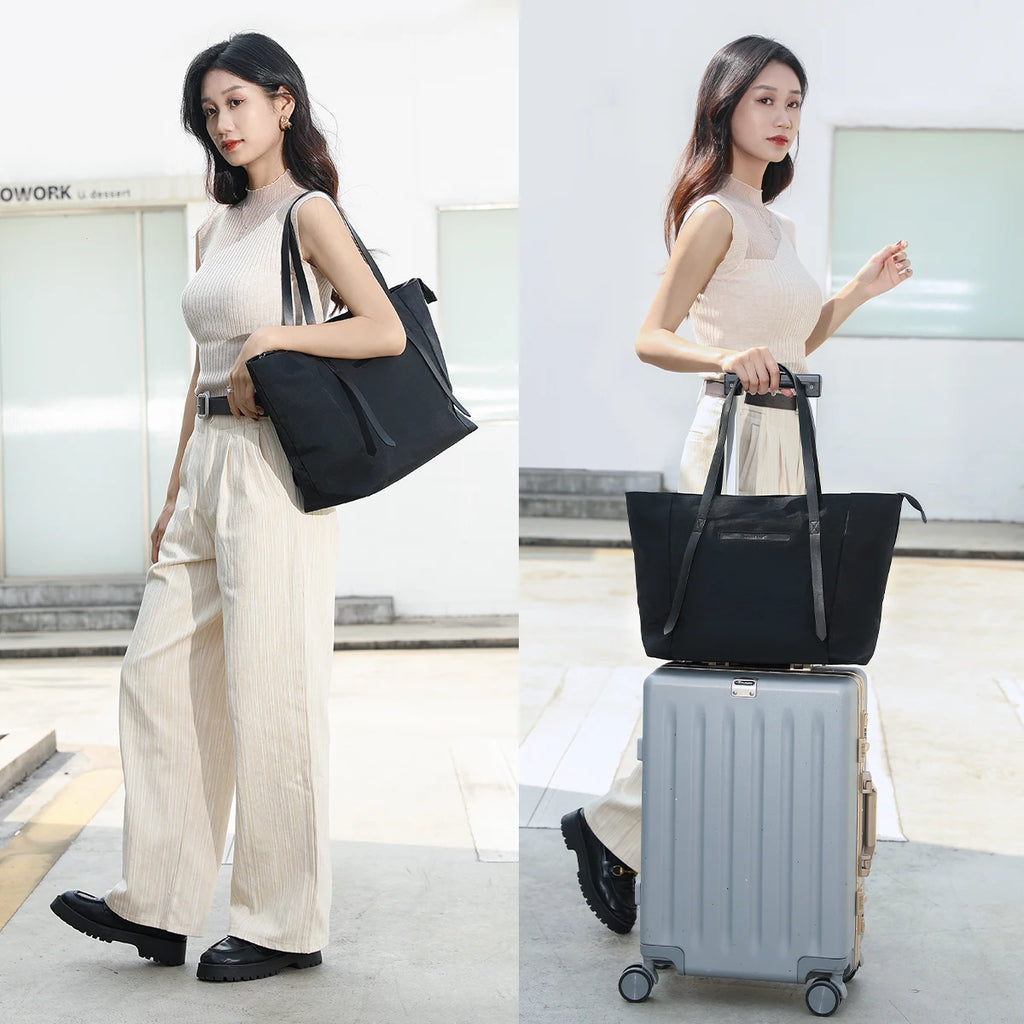 Two Women Carrying the Nylon Tote Bag - Carry-Work - P111