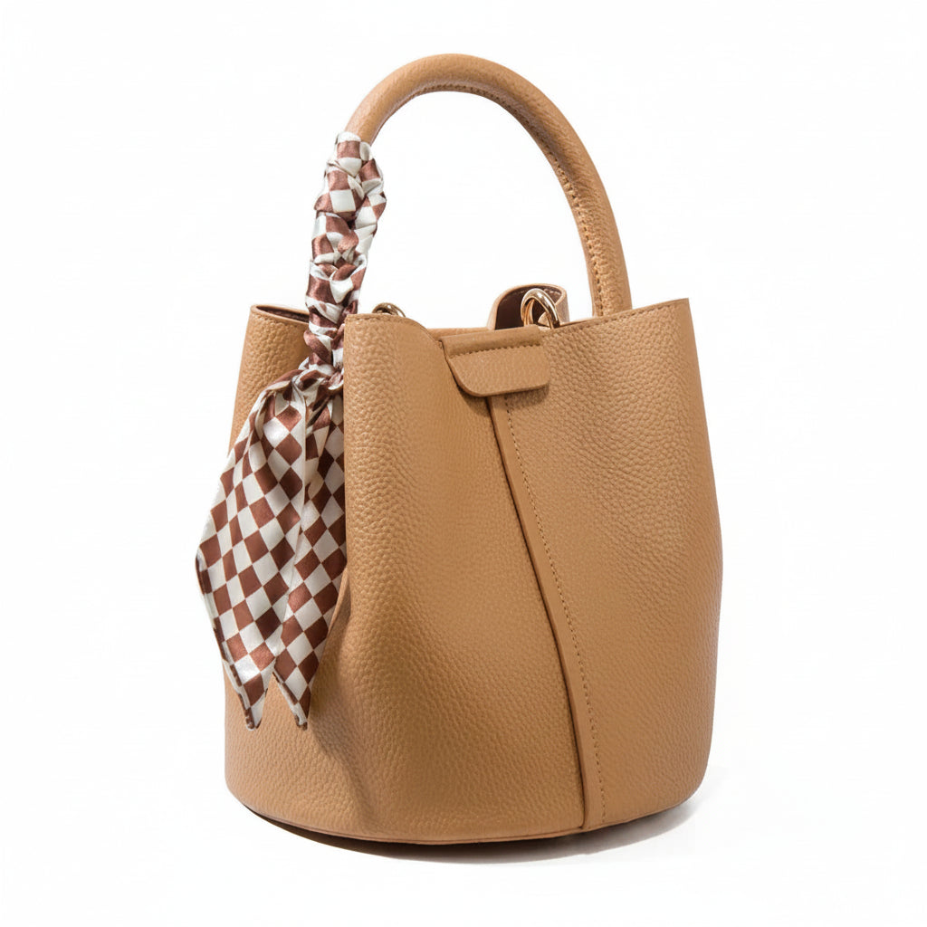 P104 - Women's PU Bucket Tote Bag - Diamond Detail Crossbody Shoulder Handbag