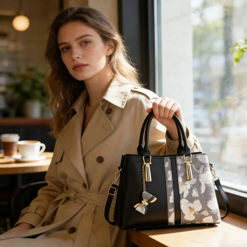 P103 - Women's Embroidered Round Bag - PU Crossbody Shoulder Handbag