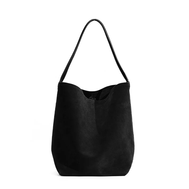 Women's Suede Bucket Bag - Large Capacity Underarm Shoulder Tote Commuter Handbag