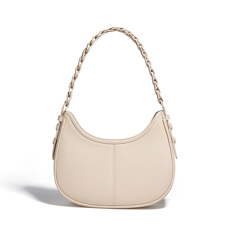 P108 - Women's Genuine Leather Half Moon Bag - Underarm Crossbody Shoulder Handbag