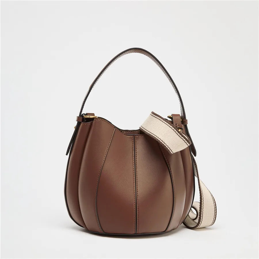 P102 - Women's PU Bucket Bag - Soft Crossbody Shoulder Handbag