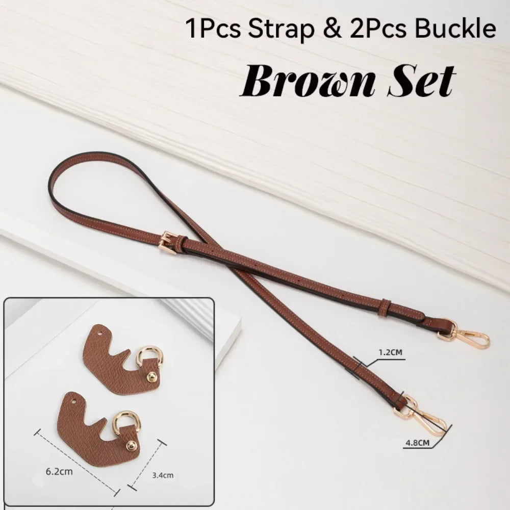 Genuine Leather Bag Strap & Buckle Set - Adjustable Crossbody Shoulder Strap