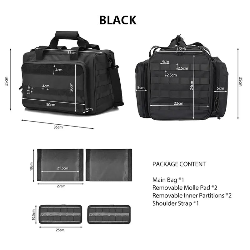 Tactical Gun Range Bag - MOLLE System Outdoor Hunting Storage with Shoulder Pack