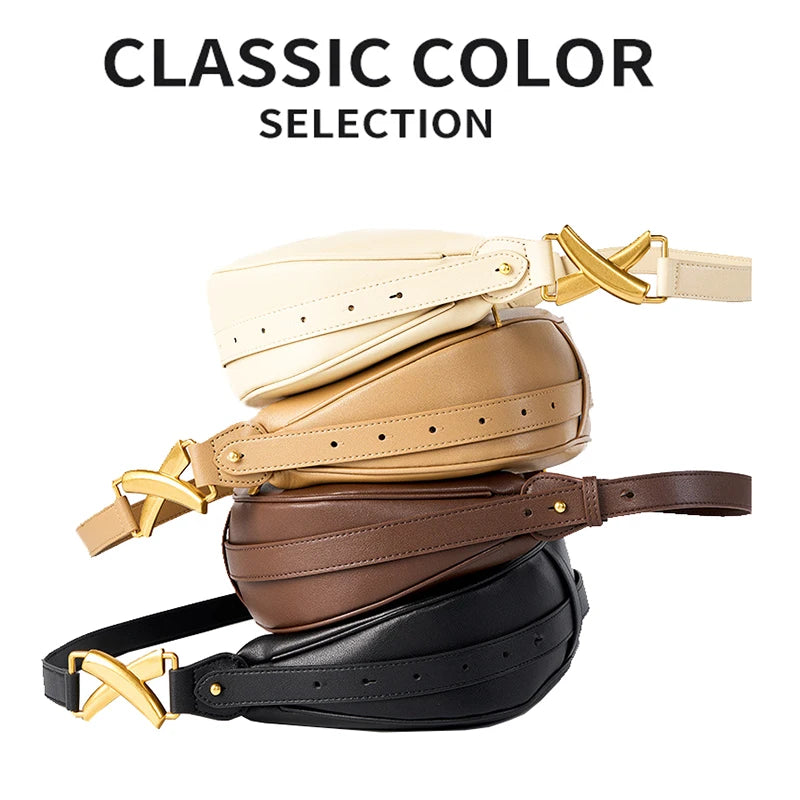Women's Classic Underarm Bag - Split Leather Shoulder Crossbody Commuter Handbag