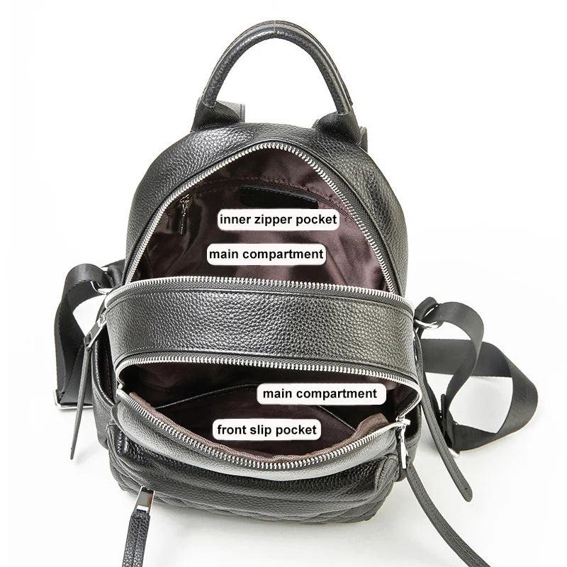 Women's Genuine Leather Diamond Quilted Backpack - Large Capacity Fashion Shoulder Bag for Commuting & Travel