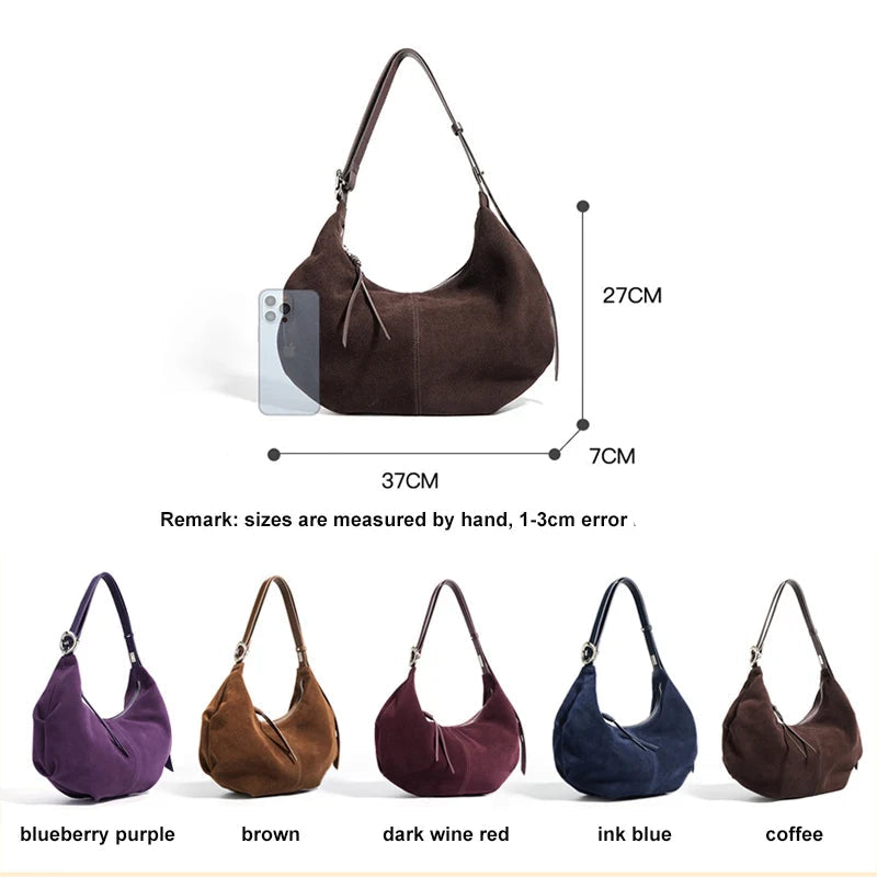 Women's Suede Dumpling Bag - Retro Frosted Leather Large Capacity Crossbody Shoulder Bag