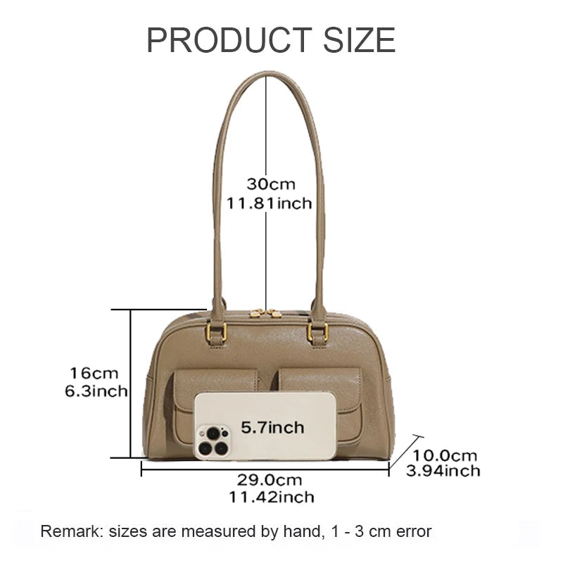 Genuine Leather Retro Bowling Bag - Women's Shoulder Boston Bag