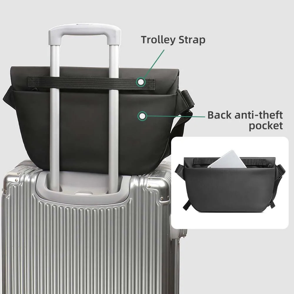 Water-Repellent Messenger Bag - 11" iPad Crossbody Satchel