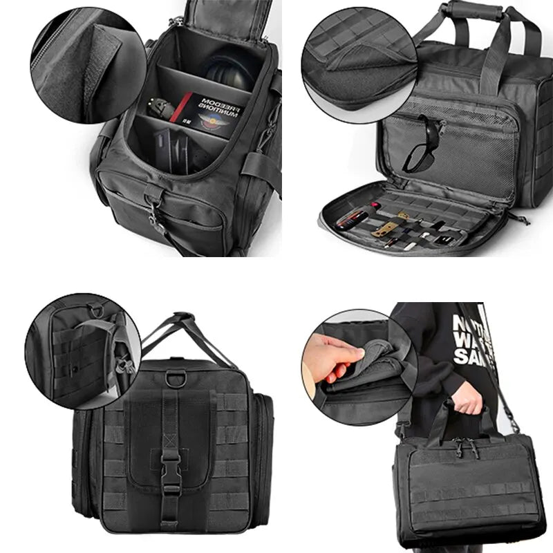 Tactical Gun Range Bag - MOLLE System Outdoor Hunting Storage with Shoulder Pack